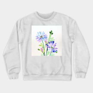 Blue Watercolor Flower Crewneck Sweatshirt